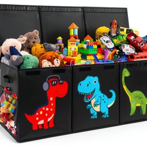 Mabahoo 150L Large Dinosaur Toy Storage Box - Black Fabric-0
