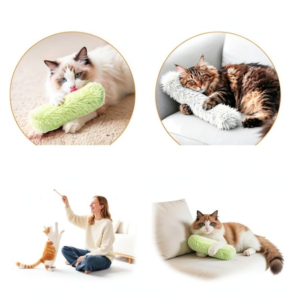 Cat Toys SINROBO Pillows Crinkle Sound Catnip Set Green Orange Grey-4