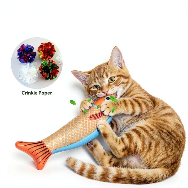 Catnip Toys Rishoesu Saury Fish Interactive Crinkle Toy for Cats-2
