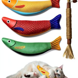 Catnip Toys Rishoesu Saury Fish Interactive Crinkle Toy for Cats-0