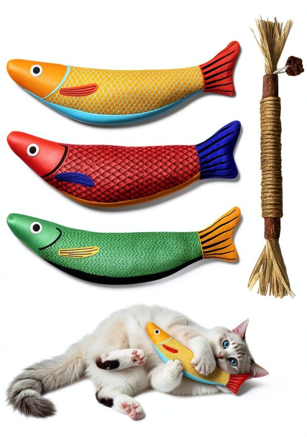 Catnip Toys Rishoesu Saury Fish Interactive Crinkle Toy for Cats-0